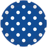 صحون ورقية زرقاء منقطة 9 انش 8 قطع